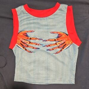 SHEIN NWOT Red and Blue Tank Top with Vibrant Graphic Design